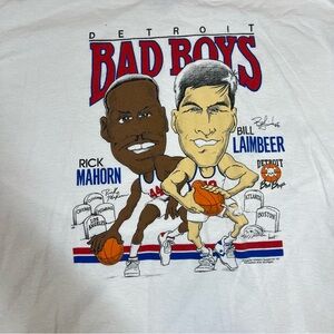 Detroit Pistons Bad Boys Mahorn Laimbeer Tee 2XL Vintage Style NBA
